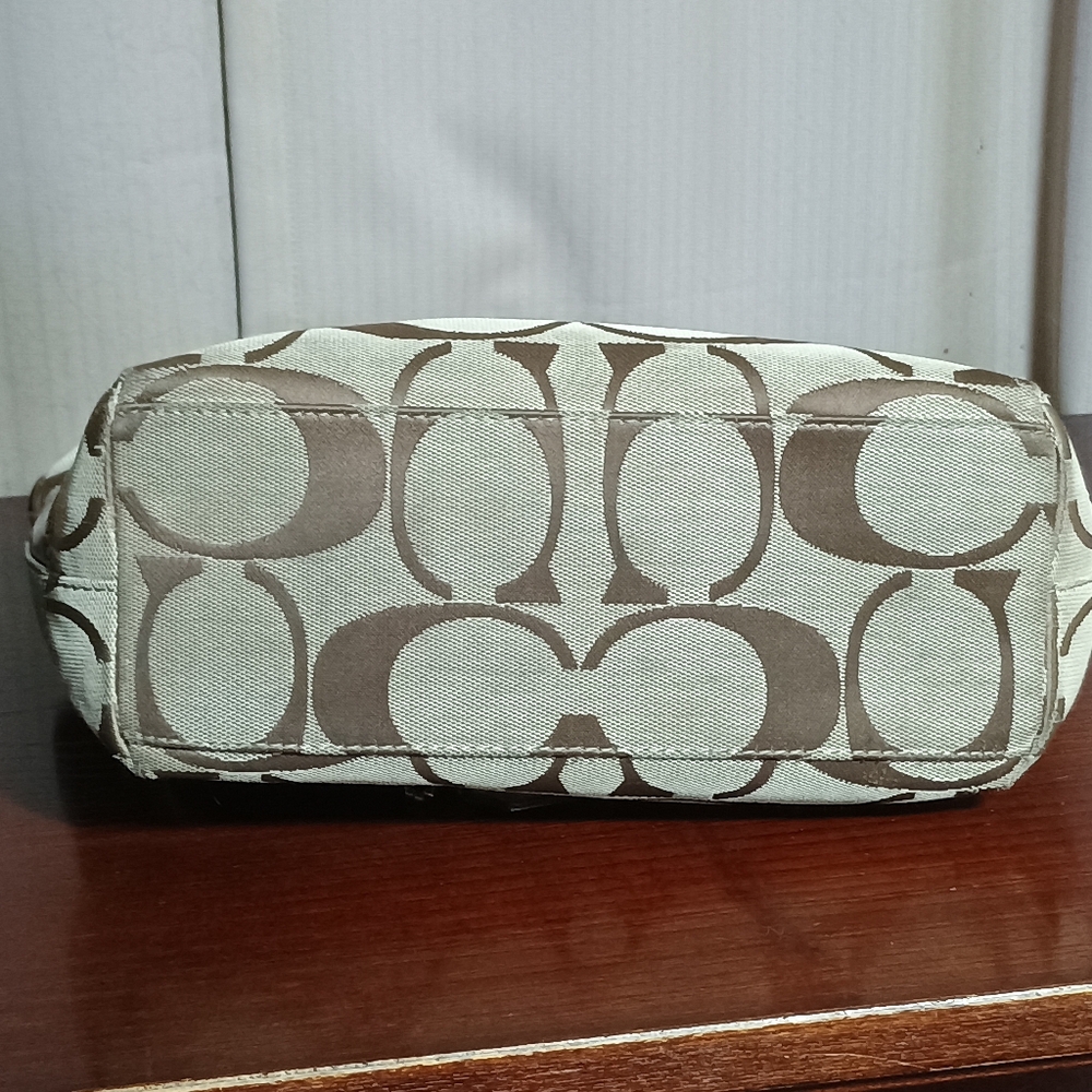 Coach Signature Stripe Leather Tote - Picture 3 of 5